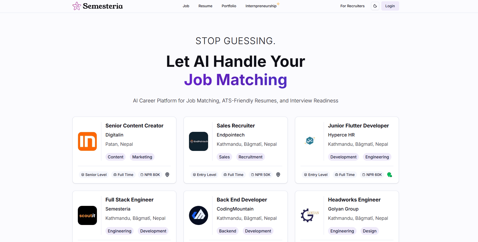 Semesteria website preview
